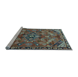 Sideview of Machine Washable Persian Light Blue Traditional Rug, wshtr2895lblu