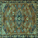 Square Machine Washable Persian Turquoise Traditional Area Rugs, wshtr2895turq