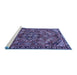 Sideview of Machine Washable Persian Blue Traditional Rug, wshtr2895blu