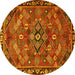 Round Machine Washable Persian Yellow Traditional Rug, wshtr2895yw