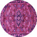 Round Persian Purple Traditional Rug, tr2895pur