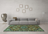 Machine Washable Persian Turquoise Traditional Rug, wshtr2895turq