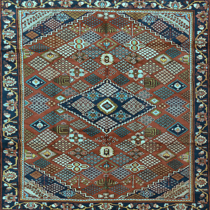 Square Machine Washable Persian Light Blue Traditional Rug, wshtr2895lblu