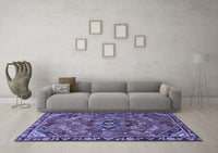 Machine Washable Persian Blue Traditional Rug, wshtr2895blu