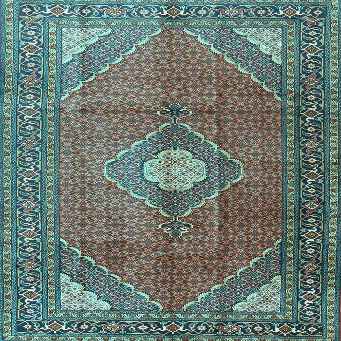 Square Medallion Light Blue Traditional Rug, tr2896lblu