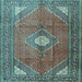 Square Medallion Light Blue Traditional Rug, tr2896lblu