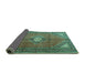 Sideview of Medallion Turquoise Traditional Rug, tr2896turq