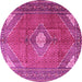 Round Medallion Pink Traditional Rug, tr2896pnk