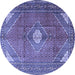 Round Medallion Blue Traditional Rug, tr2896blu