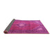 Sideview of Medallion Pink Traditional Rug, tr2896pnk