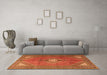 Machine Washable Medallion Orange Traditional Area Rugs in a Living Room, wshtr2896org