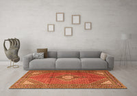 Machine Washable Medallion Orange Traditional Rug, wshtr2896org