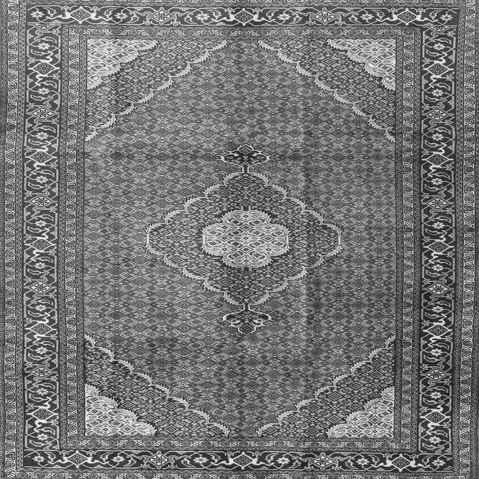 Round Machine Washable Medallion Gray Traditional Rug, wshtr2896gry