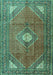 Machine Washable Medallion Turquoise Traditional Area Rugs, wshtr2896turq