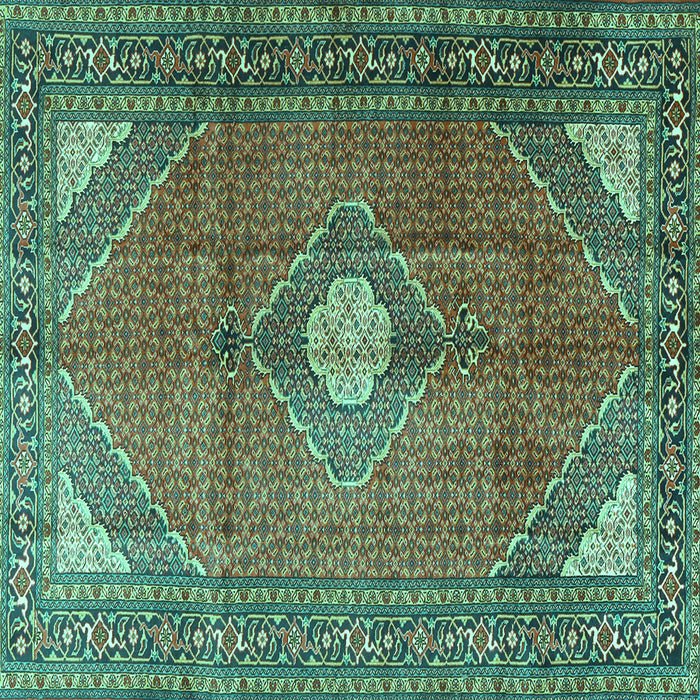 Square Medallion Turquoise Traditional Rug, tr2896turq