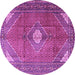 Round Medallion Purple Traditional Rug, tr2896pur