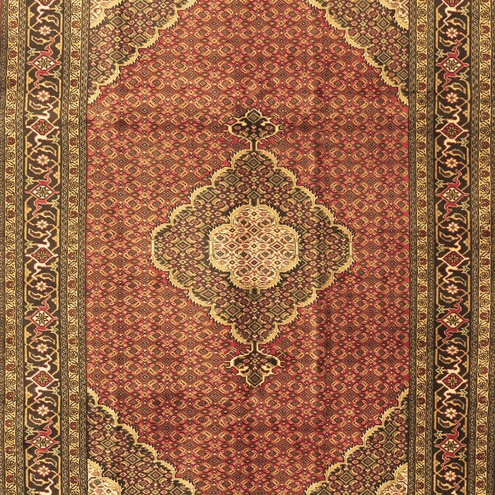Machine Washable Medallion Brown Traditional Rug, wshtr2896brn