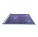 Sideview of Machine Washable Medallion Blue Traditional Rug, wshtr2896blu