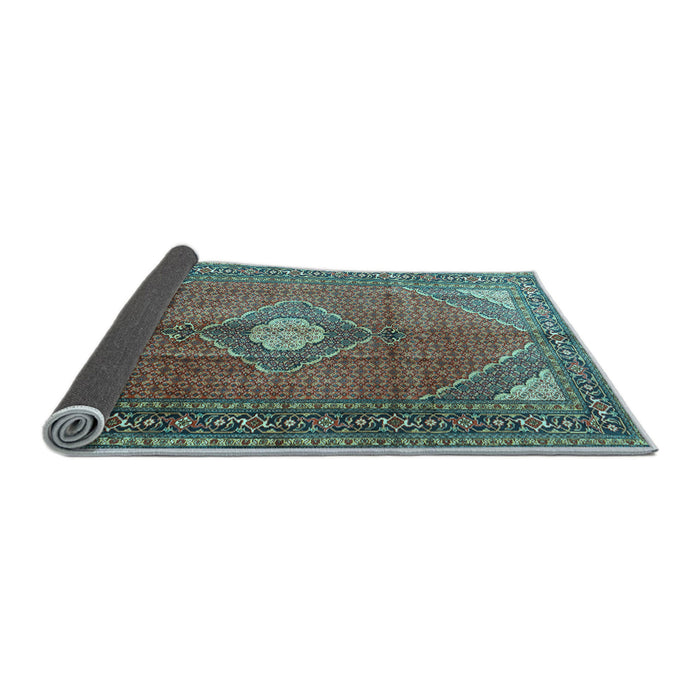 Sideview of Medallion Light Blue Traditional Rug, tr2896lblu