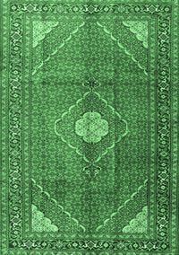 Medallion Emerald Green Traditional Rug, tr2896emgrn