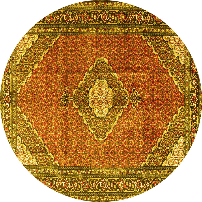 Round Medallion Yellow Traditional Rug, tr2896yw