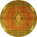 Round Medallion Yellow Traditional Rug, tr2896yw