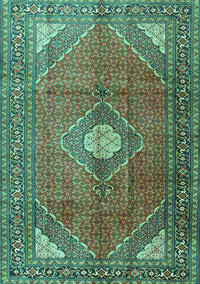 Medallion Turquoise Traditional Rug, tr2896turq