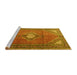 Sideview of Machine Washable Medallion Yellow Traditional Rug, wshtr2896yw