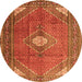 Square Medallion Orange Traditional Rug, tr2896org