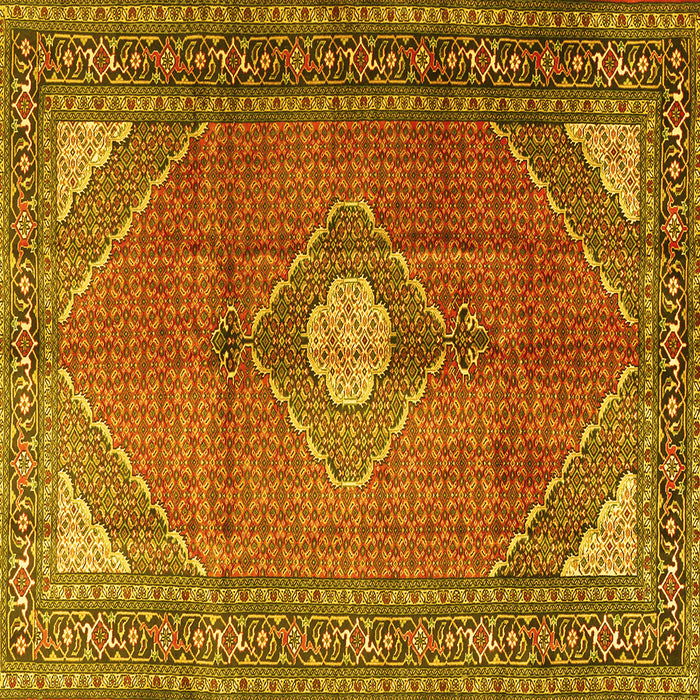 Square Medallion Yellow Traditional Rug, tr2896yw