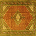 Square Medallion Yellow Traditional Rug, tr2896yw