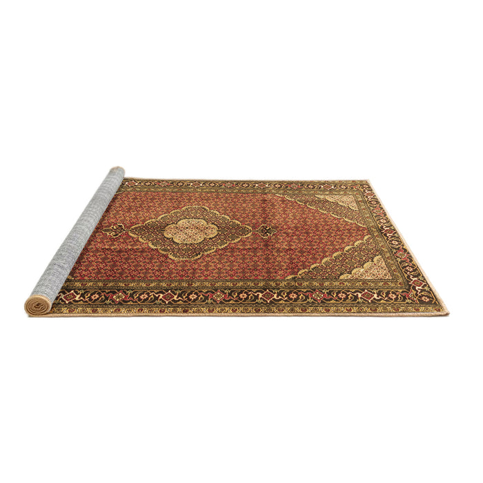 Sideview of Machine Washable Medallion Brown Traditional Rug, wshtr2896brn
