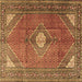 Square Machine Washable Medallion Brown Traditional Rug, wshtr2896brn