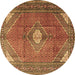 Round Medallion Brown Traditional Rug, tr2896brn