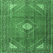 Square Medallion Emerald Green Traditional Rug, tr2896emgrn