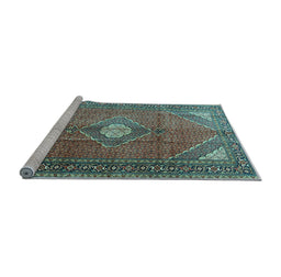 Sideview of Machine Washable Medallion Light Blue Traditional Rug, wshtr2896lblu