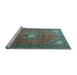 Sideview of Machine Washable Medallion Light Blue Traditional Rug, wshtr2896lblu