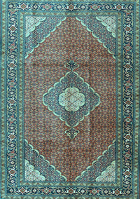 Medallion Light Blue Traditional Rug, tr2896lblu