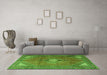 Machine Washable Medallion Green Traditional Area Rugs in a Living Room,, wshtr2896grn