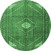 Round Medallion Emerald Green Traditional Rug, tr2896emgrn