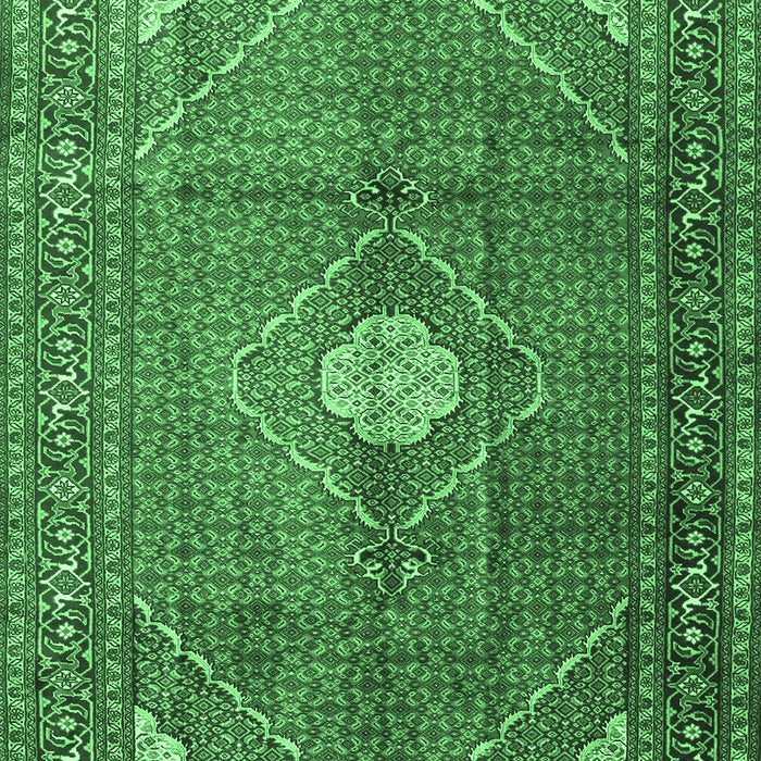 Machine Washable Medallion Emerald Green Traditional Area Rugs, wshtr2896emgrn