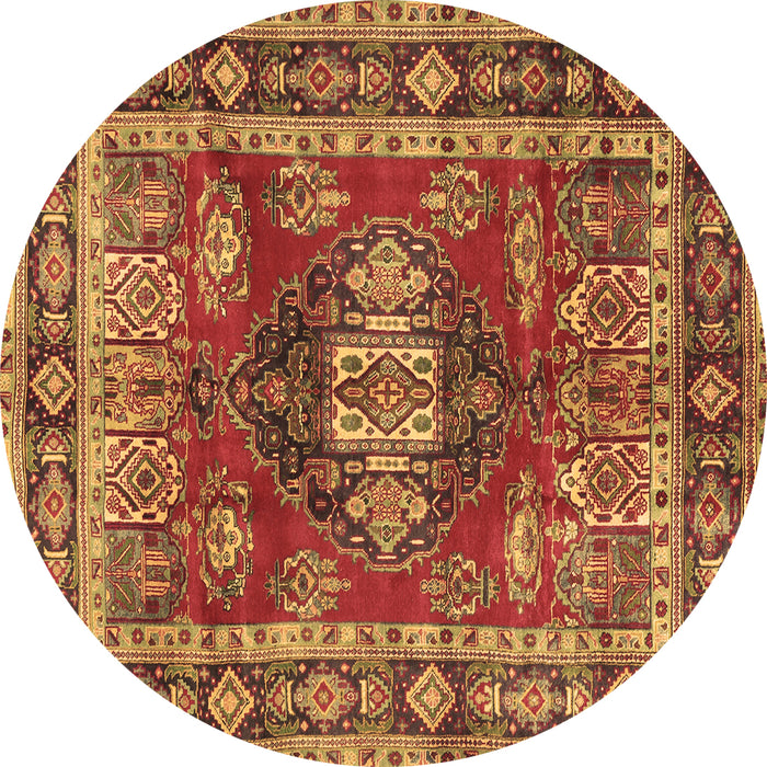 Round Persian Brown Traditional Rug, tr2897brn