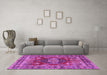 Machine Washable Persian Purple Traditional Area Rugs in a Living Room, wshtr2897pur