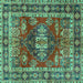 Square Persian Turquoise Traditional Rug, tr2897turq