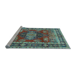 Sideview of Machine Washable Persian Light Blue Traditional Rug, wshtr2897lblu