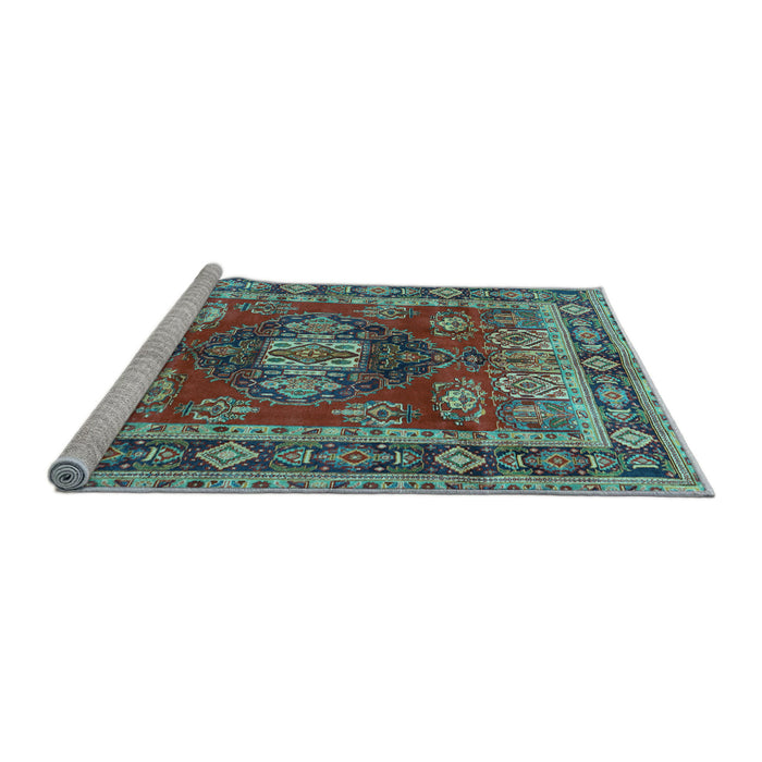 Sideview of Machine Washable Persian Light Blue Traditional Rug, wshtr2897lblu