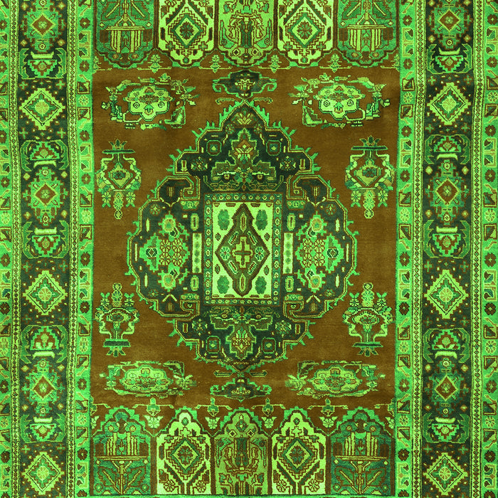Serging Thickness of Machine Washable Persian Green Traditional Area Rugs, wshtr2897grn