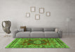 Machine Washable Persian Green Traditional Area Rugs in a Living Room,, wshtr2897grn