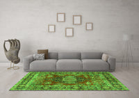 Machine Washable Persian Green Traditional Rug, wshtr2897grn