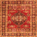 Round Machine Washable Persian Orange Traditional Area Rugs, wshtr2897org